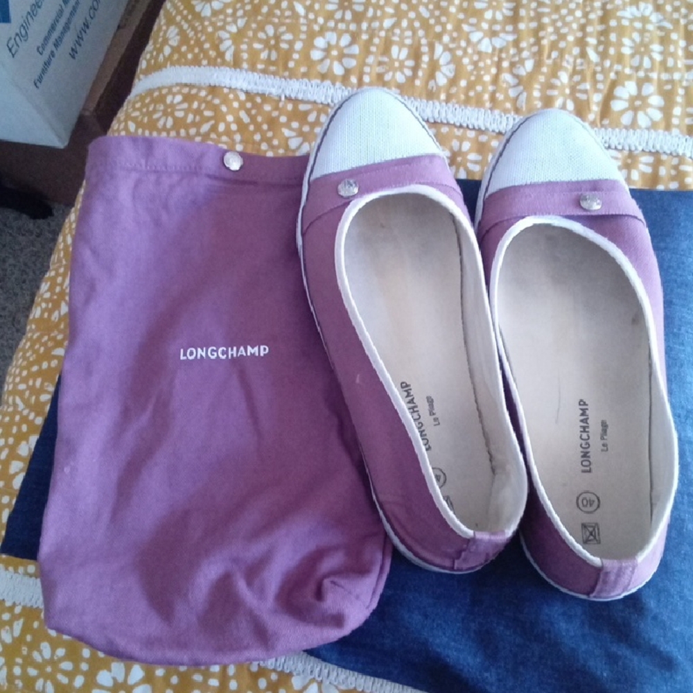 Womens Pink Longchamp Le Piafe Ballet Sneakers With Dust Bag SIZE 40